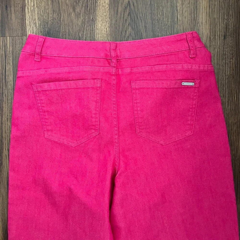 G by Giuliana Pink Stretch Bootcut Wide Leg Jean Raw Hem Barbiecore Y2K Pop 10